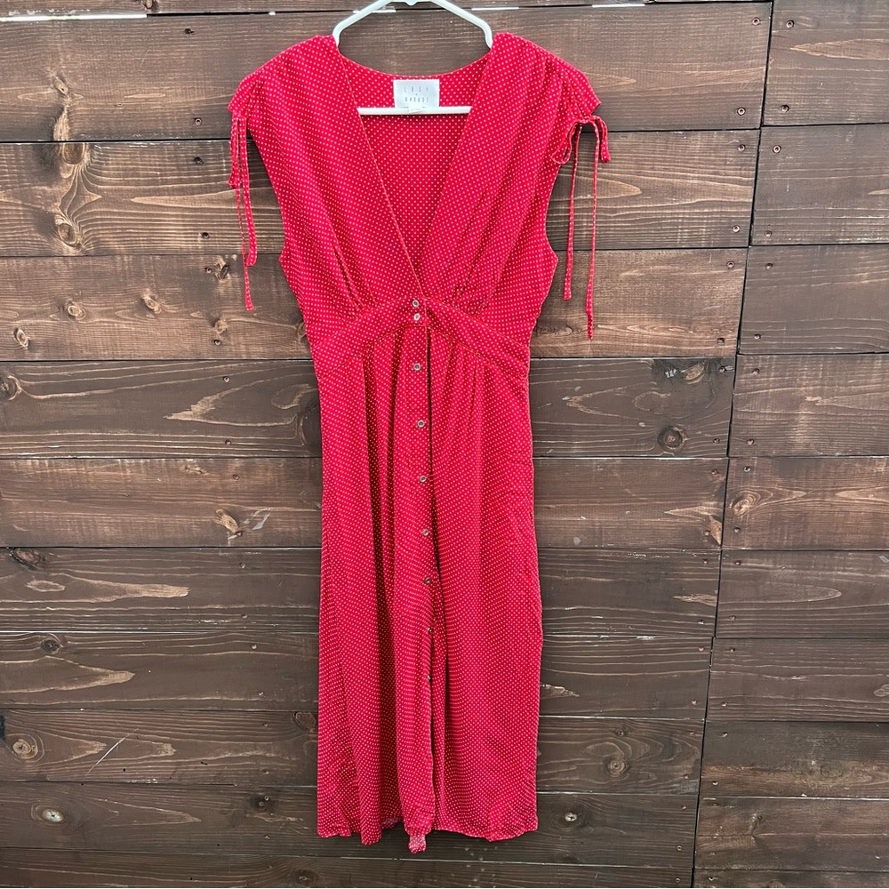 Lost + Wander Red Button-Down Dress